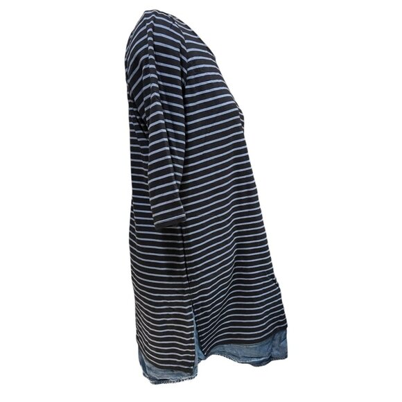 J. JIll Notched Neck Striped 3/4 Sleeve Casual Denim Lined Sheath Dress Sz Mediu - Picture 13 of 16